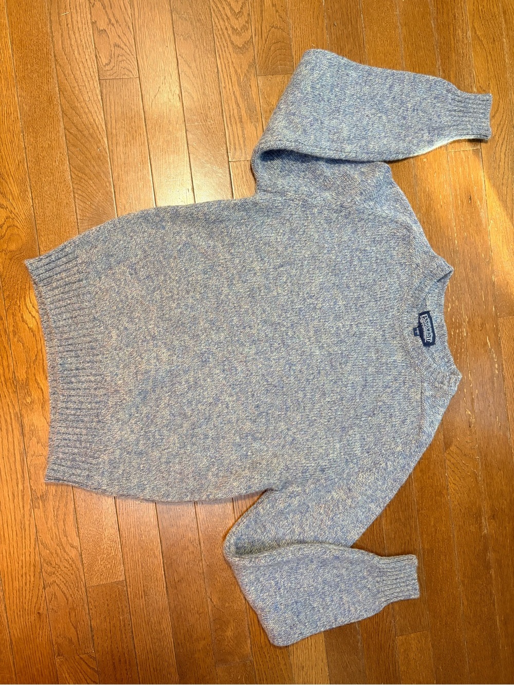 Lands' End Women's Heathered Blue Crewneck Sweater vintage wool